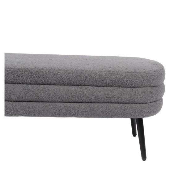 Παγκάκι Ottoman  TONDO Γκρι Ύφασμα Teddy/Μέταλλο 42x112x44cm