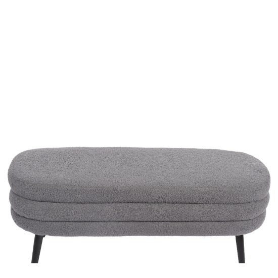 Παγκάκι Ottoman  TONDO Γκρι Ύφασμα Teddy/Μέταλλο 42x112x44cm