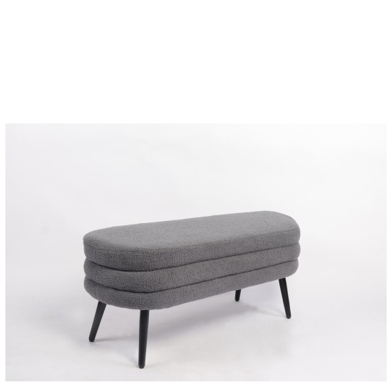 Παγκάκι Ottoman  TONDO Γκρι Ύφασμα Teddy/Μέταλλο 42x112x44cm
