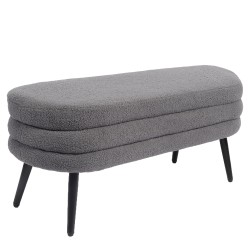Παγκάκι Ottoman  TONDO Γκρι Ύφασμα Teddy/Μέταλλο 42x112x44cm