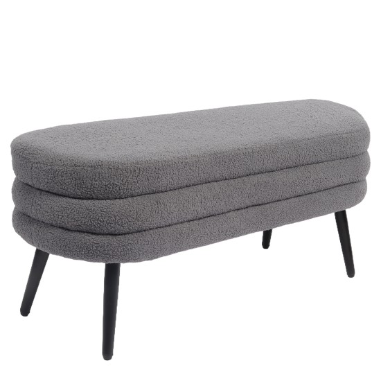 Παγκάκι Ottoman  TONDO Γκρι Ύφασμα Teddy/Μέταλλο 42x112x44cm