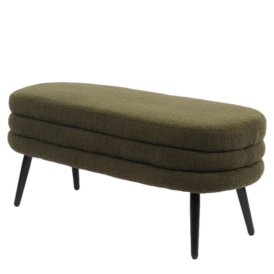 Παγκάκι Ottoman  TONDO Πράσινο Ύφασμα Teddy/Μέταλλο 42x112x44cm