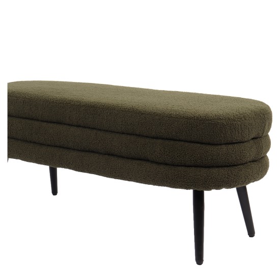 Παγκάκι Ottoman  TONDO Πράσινο Ύφασμα Teddy/Μέταλλο 42x112x44cm