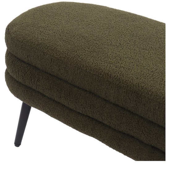 Παγκάκι Ottoman  TONDO Πράσινο Ύφασμα Teddy/Μέταλλο 42x112x44cm