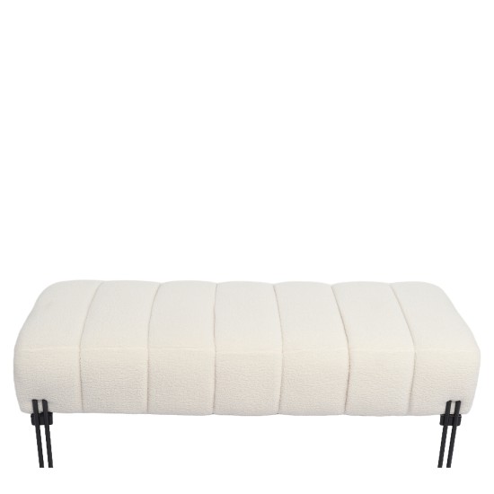 Παγκάκι Ottoman  KUBO Λευκό Ύφασμα Teddy/Μέταλλο 40x116.5x50cm