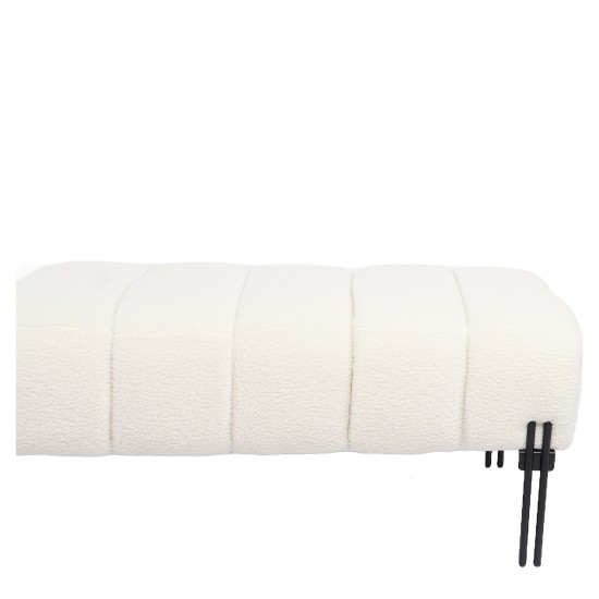 Παγκάκι Ottoman  KUBO Λευκό Ύφασμα Teddy/Μέταλλο 40x116.5x50cm