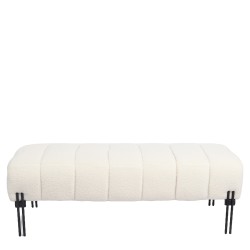 Παγκάκι Ottoman  KUBO Λευκό Ύφασμα Teddy/Μέταλλο 40x116.5x50cm