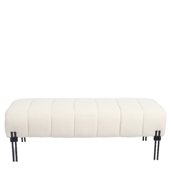 Παγκάκι Ottoman  KUBO Λευκό Ύφασμα Teddy/Μέταλλο 40x116.5x50cm
