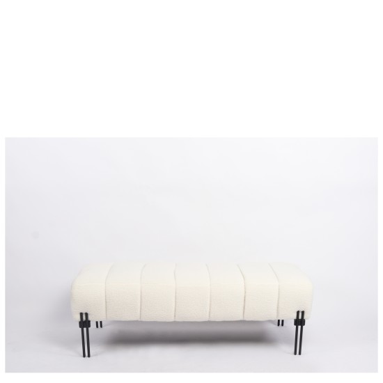 Παγκάκι Ottoman  KUBO Λευκό Ύφασμα Teddy/Μέταλλο 40x116.5x50cm