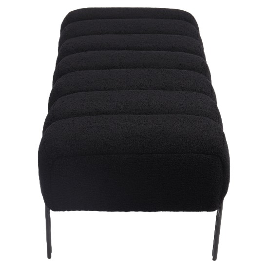 Παγκάκι Ottoman  KUBO Μαύρο Ύφασμα Teddy/Μέταλλο 40x116.5x50cm