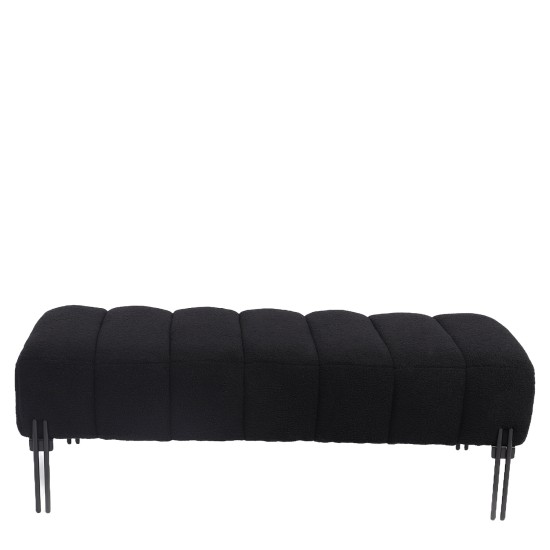 Παγκάκι Ottoman  KUBO Μαύρο Ύφασμα Teddy/Μέταλλο 40x116.5x50cm