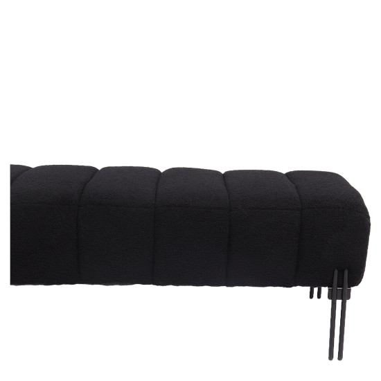 Παγκάκι Ottoman  KUBO Μαύρο Ύφασμα Teddy/Μέταλλο 40x116.5x50cm