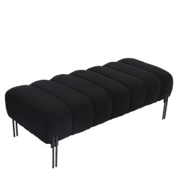 Παγκάκι Ottoman  KUBO Μαύρο Ύφασμα Teddy/Μέταλλο 40x116.5x50cm