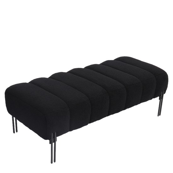 Παγκάκι Ottoman  KUBO Μαύρο Ύφασμα Teddy/Μέταλλο 40x116.5x50cm