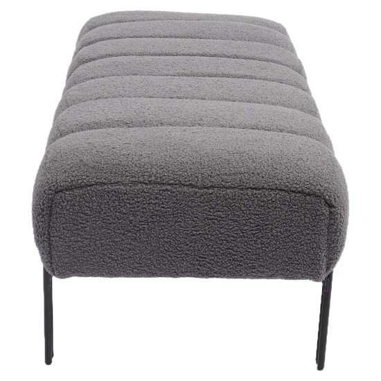 Παγκάκι Ottoman  KUBO Γκρι Ύφασμα Teddy/Μέταλλο 40x116.5x50cm