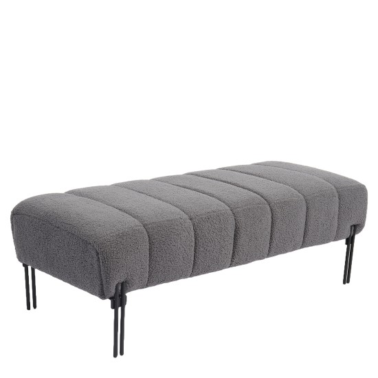 Παγκάκι Ottoman  KUBO Γκρι Ύφασμα Teddy/Μέταλλο 40x116.5x50cm