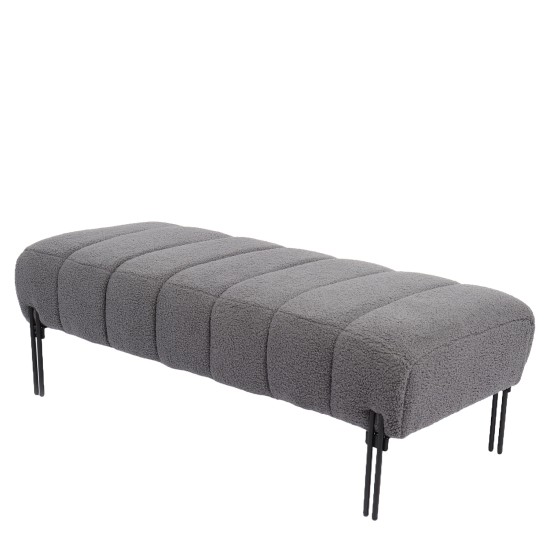 Παγκάκι Ottoman  KUBO Γκρι Ύφασμα Teddy/Μέταλλο 40x116.5x50cm
