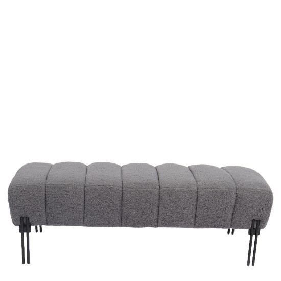 Παγκάκι Ottoman  KUBO Γκρι Ύφασμα Teddy/Μέταλλο 40x116.5x50cm