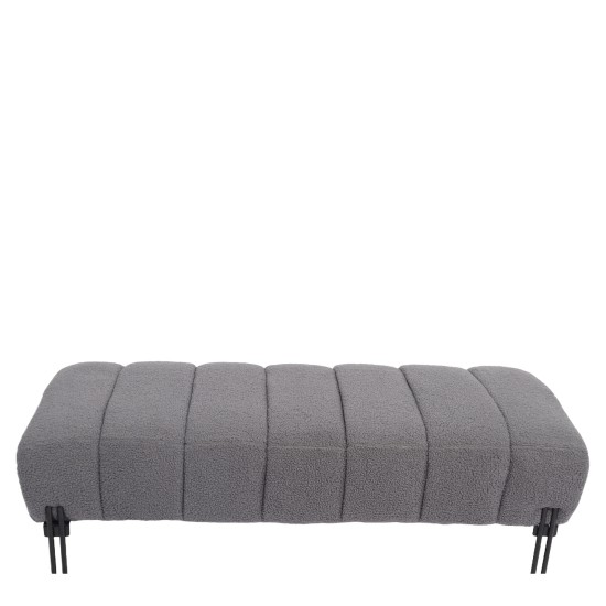 Παγκάκι Ottoman  KUBO Γκρι Ύφασμα Teddy/Μέταλλο 40x116.5x50cm
