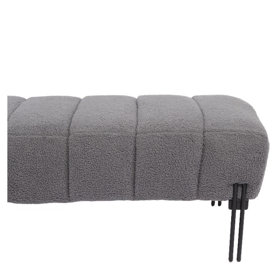 Παγκάκι Ottoman  KUBO Γκρι Ύφασμα Teddy/Μέταλλο 40x116.5x50cm