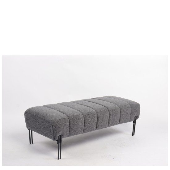 Παγκάκι Ottoman  KUBO Γκρι Ύφασμα Teddy/Μέταλλο 40x116.5x50cm
