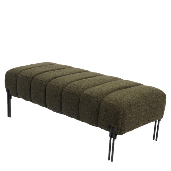 Παγκάκι Ottoman  KUBO Πράσινο Ύφασμα Teddy/Μέταλλο 40x116.5x50cm
