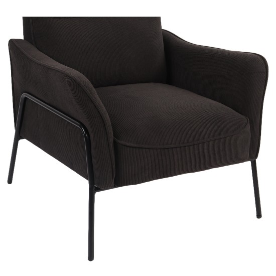 Πολυθρόνα  ELAN Μαύρο Ύφασμα Κοτλέ/Μέταλλο 94x77x82cm