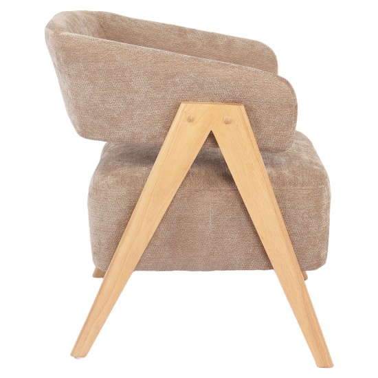 Πολυθρόνα  BARTON Καφέ Ύφασμα/Ξύλο 74x67x66cm