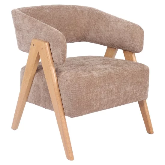 Πολυθρόνα  BARTON Καφέ Ύφασμα/Ξύλο 67x66x74cm
