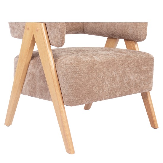 Πολυθρόνα  BARTON Καφέ Ύφασμα/Ξύλο 74x67x66cm