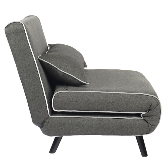 Κρεβάτι Ράντζο  CALISTA Γκρι/Γκρι Ανοιχτό Ύφασμα/Ξύλο/Μέταλλο 78x200x28cm