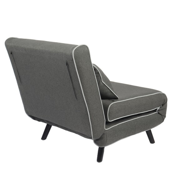 Κρεβάτι Ράντζο  CALISTA Γκρι/Γκρι Ανοιχτό Ύφασμα/Ξύλο/Μέταλλο 78x200x28cm