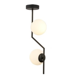 Φωτιστικό Κρεμαστό  DEU Μαύρο/Λευκό Μέταλλο/Γυαλί 25x90cm Φωτιστικό Κρεμαστό  DEU Μαύρο/Λευκό Μέταλλο/Γυαλί 25x90cm