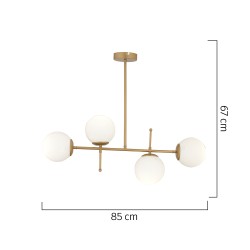 Φωτιστικό Κρεμαστό  ERIDANUS Τετράφωτο Χρυσό/Λευκό Μέταλλο/Γυαλί 85x67cm