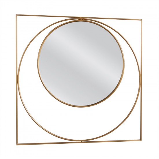 Καθρέπτης Τοίχου ArteLibre ALDOR Χρυσό Μέταλλο/Γυαλί 80x2x80cm - ART-14790008