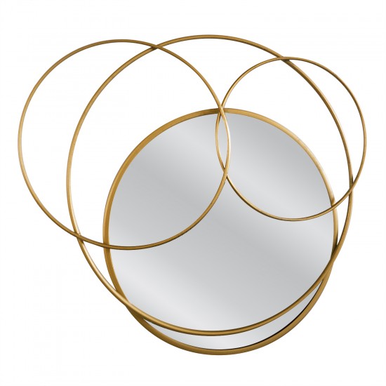 Καθρέπτης Τοίχου ArteLibre ALMIEL Χρυσό Μέταλλο/Γυαλί 57x3x57cm - ART-14790009