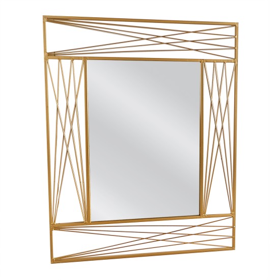 Καθρέπτης Τοίχου ArteLibre ARAVIR Χρυσό Μέταλλο/Γυαλί 65x2x80cm - ART-14790022