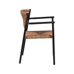 Πολυθρόνα Κήπου  INGA Μαύρο/Φυσικό Αλουμίνιο/Rattan 55.5x50x77.5cm Πολυθρόνα Κήπου  INGA Μαύρο/Φυσικό Αλουμίνιο/Rattan 55.5x50x77.5cm