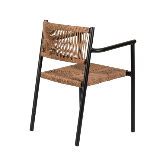 Πολυθρόνα Κήπου INGA Μαύρο/Φυσικό Αλουμίνιο/Rattan 55.5x50x77.5cm Πολυθρόνα Κήπου INGA Μαύρο/Φυσικό Αλουμίνιο/Rattan 55.5x50x77.5cm