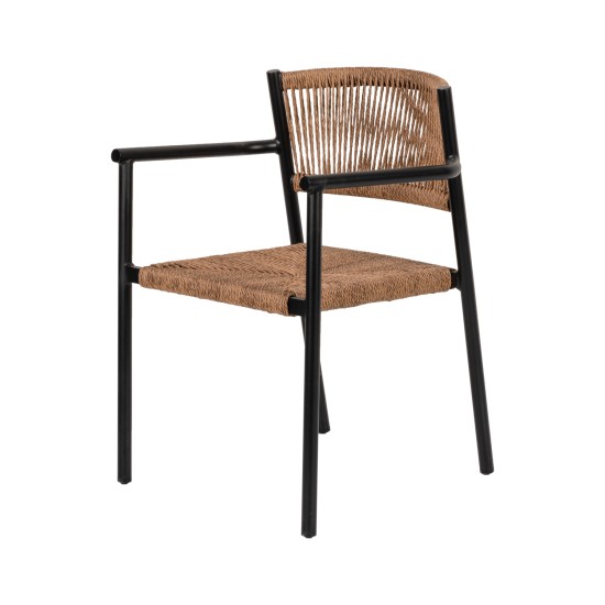 Πολυθρόνα Κήπου INGA Μαύρο/Φυσικό Αλουμίνιο/Rattan 55.5x50x77.5cm Πολυθρόνα Κήπου INGA Μαύρο/Φυσικό Αλουμίνιο/Rattan 55.5x50x77.5cm