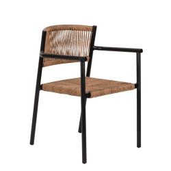 Πολυθρόνα Κήπου  INGA Μαύρο/Φυσικό Αλουμίνιο/Rattan 55.5x50x77.5cm Πολυθρόνα Κήπου  INGA Μαύρο/Φυσικό Αλουμίνιο/Rattan 55.5x50x77.5cm