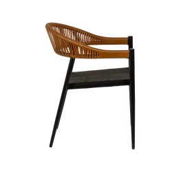 Πολυθρόνα Κήπου  LIVINGSTONE Μαύρο/Καφέ Αλουμίνιο/Rattan 56x55x76cm Πολυθρόνα Κήπου  LIVINGSTONE Μαύρο/Καφέ Αλουμίνιο/Rattan 56x55x76cm