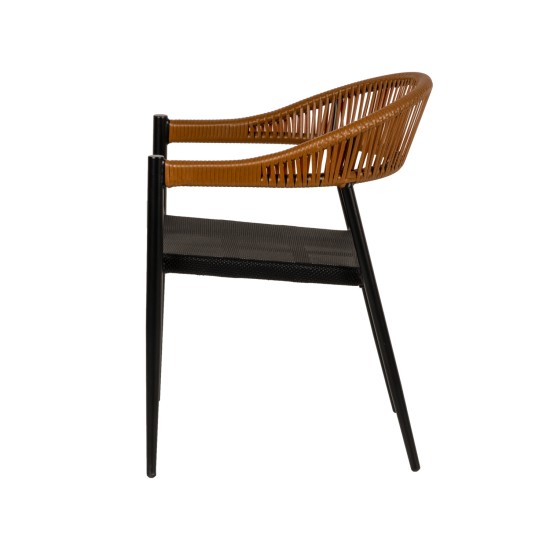 Πολυθρόνα Κήπου LIVINGSTONE Μαύρο/Καφέ Αλουμίνιο/Rattan 56x55x76cm Πολυθρόνα Κήπου LIVINGSTONE Μαύρο/Καφέ Αλουμίνιο/Rattan 56x55x76cm