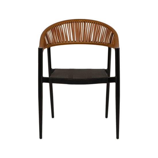 Πολυθρόνα Κήπου LIVINGSTONE Μαύρο/Καφέ Αλουμίνιο/Rattan 56x55x76cm Πολυθρόνα Κήπου LIVINGSTONE Μαύρο/Καφέ Αλουμίνιο/Rattan 56x55x76cm