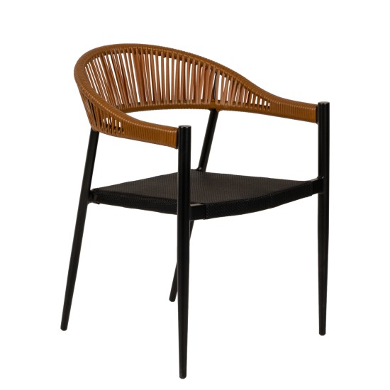 Πολυθρόνα Κήπου LIVINGSTONE Μαύρο/Καφέ Αλουμίνιο/Rattan 56x55x76cm Πολυθρόνα Κήπου LIVINGSTONE Μαύρο/Καφέ Αλουμίνιο/Rattan 56x55x76cm