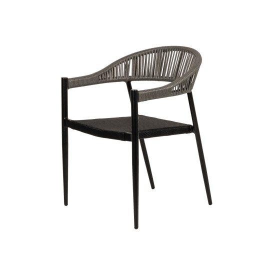 Πολυθρόνα Κήπου LIVINGSTONE Μαύρο/Γκρι Αλουμίνιο/Rattan 56x55x76cm Πολυθρόνα Κήπου LIVINGSTONE Μαύρο/Γκρι Αλουμίνιο/Rattan 56x55x76cm