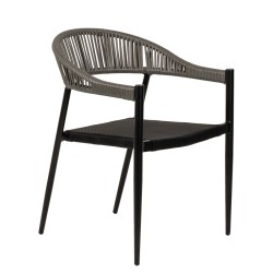 Πολυθρόνα Κήπου  LIVINGSTONE Μαύρο/Γκρι Αλουμίνιο/Rattan 56x55x76cm