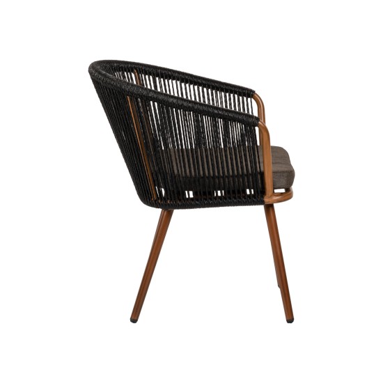 Πολυθρόνα Κήπου LOFOI Μαύρο/Καφέ Αλουμίνιο/Rattan 60x62x81cm Πολυθρόνα Κήπου LOFOI Μαύρο/Καφέ Αλουμίνιο/Rattan 60x62x81cm