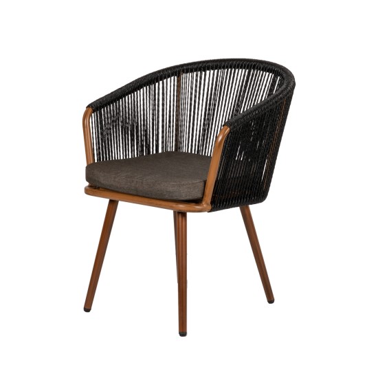 Πολυθρόνα Κήπου LOFOI Μαύρο/Καφέ Αλουμίνιο/Rattan 60x62x81cm Πολυθρόνα Κήπου LOFOI Μαύρο/Καφέ Αλουμίνιο/Rattan 60x62x81cm