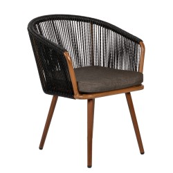 Πολυθρόνα Κήπου  LOFOI Μαύρο/Καφέ Αλουμίνιο/Rattan 60x62x81cm Πολυθρόνα Κήπου  LOFOI Μαύρο/Καφέ Αλουμίνιο/Rattan 60x62x81cm